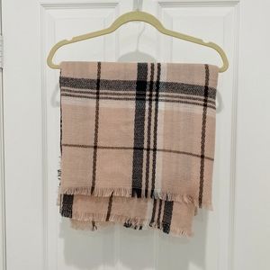 Soft pink madras plaid scarf / shawl